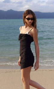 ALLIRA ASYM MINI DRESS - BLACK