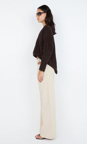 CAMPBELL V NECK JUMPER - CHOC
