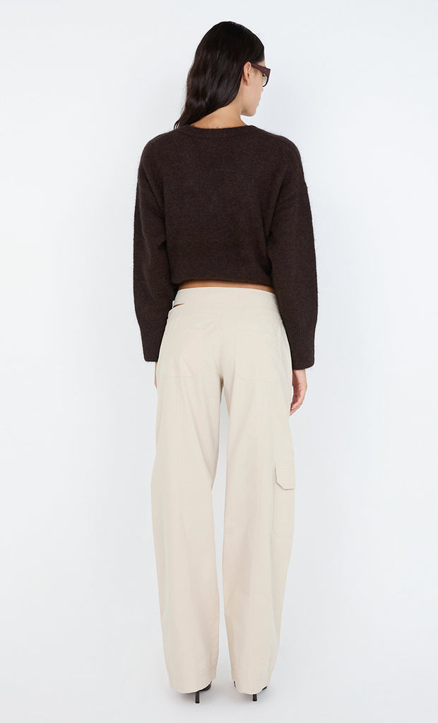 CAMPBELL V NECK JUMPER - CHOC
