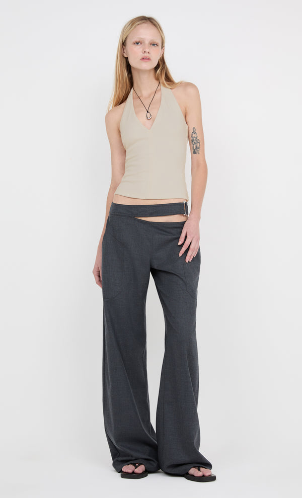 IONE HALTER TOP - TAUPEE