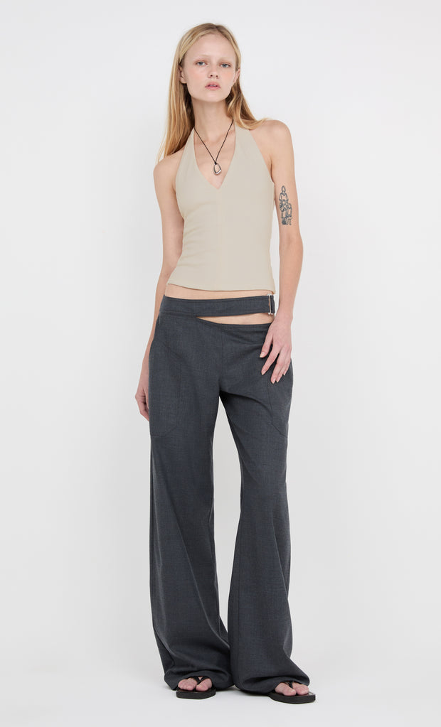 IONE HALTER TOP - TAUPEE