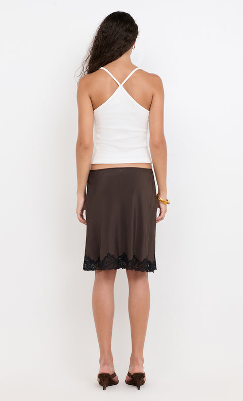 MAISON MIDI SKIRT - DARK CHOC/BLACK
