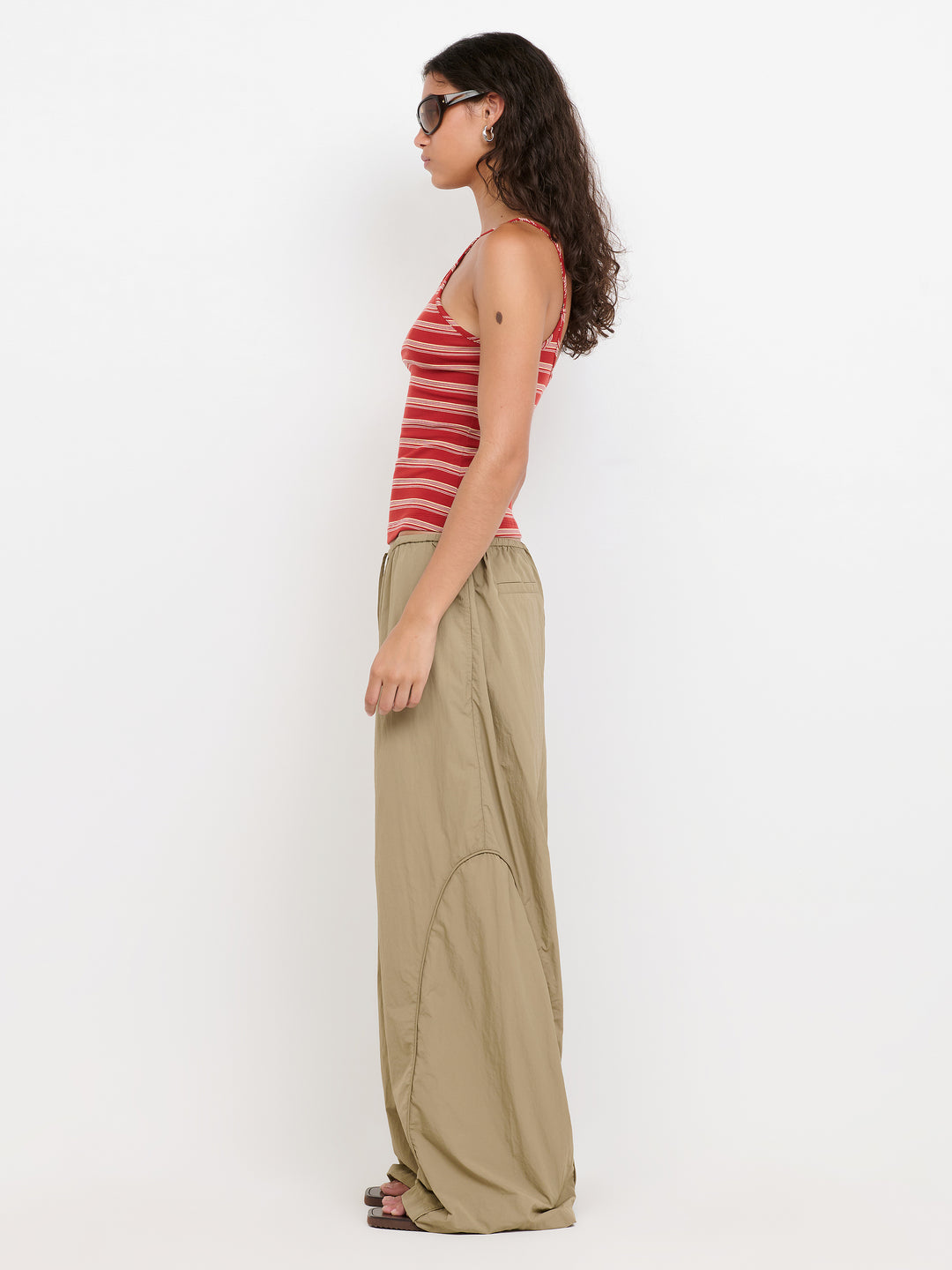 BENNI KEYHOLE TANK - BURNT RED/BUTTER STRIPE