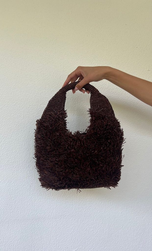 DAWN RAFFIA BAG - DARK CHOCOLATE