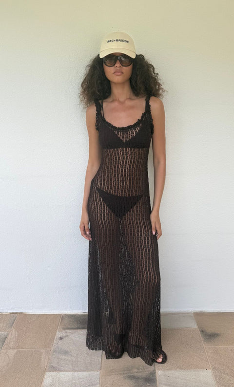 EMARETTA SCOOP MAXI DRESS - DARK CHOCOLATE