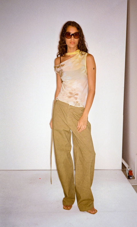 DAMIEN BARREL LEG PANT - MUSTARD