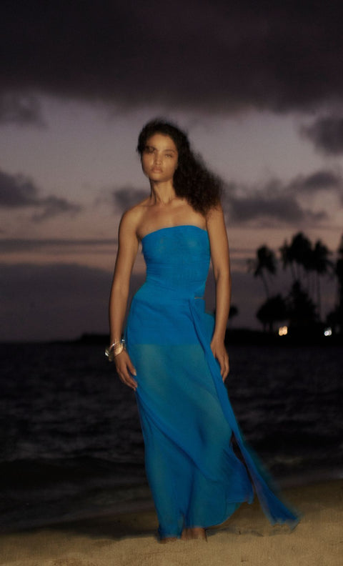 JEHNAYA STRAPLESS MAXI DRESS - ASTER BLUE
