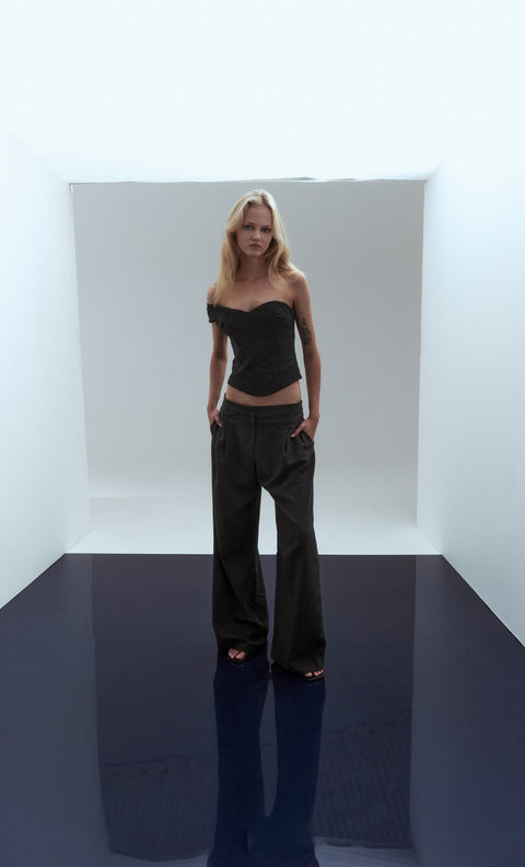 SHAE ASYM TOP - CHARCOAL