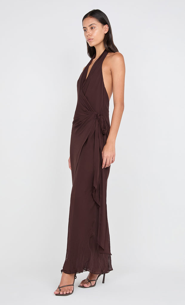 SONEVA WRAP DRESS - DARK CHOCOLATEOLATE