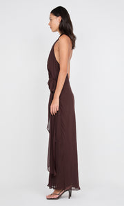 SONEVA WRAP DRESS - DARK CHOCOLATEOLATE