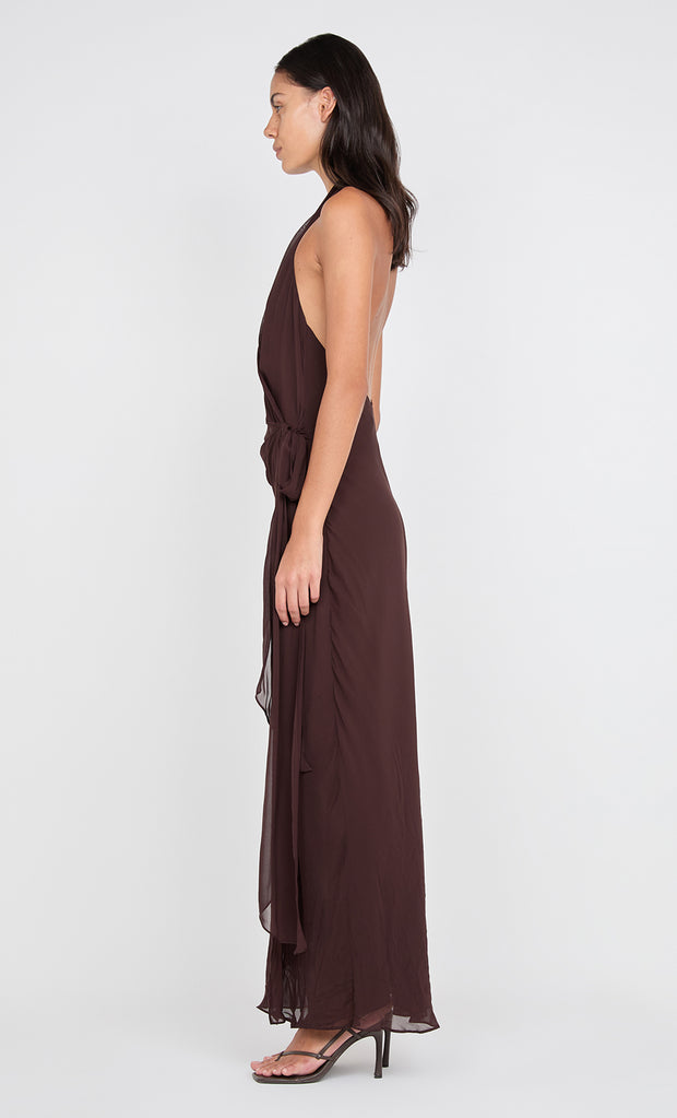 SONEVA WRAP DRESS - DARK CHOCOLATEOLATE