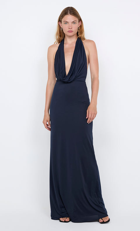 NESSIE COWL NECK MAXI DRESS - INK