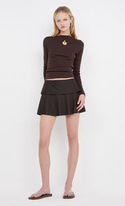 SIERA LONG SLEEVE TOP - DARK CHOCOLATE