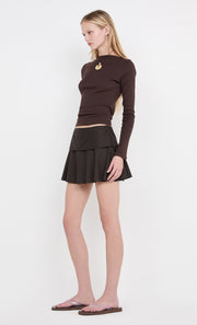 SIERA LONG SLEEVE TOP - DARK CHOCOLATE