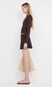SIERA LONG SLEEVE TOP - DARK CHOCOLATE