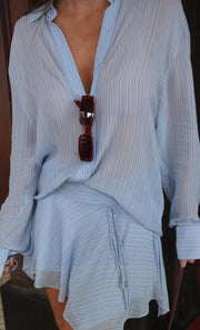 ESRA MINI SKIRT - SKY BLUE STRIPE