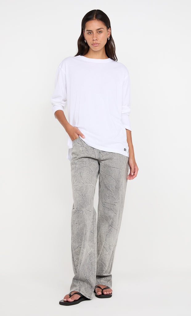 PIP LONG SLEEVE TOP - WHITE