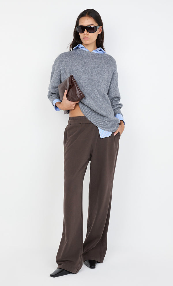 JORJA DOUBLE WAISTBAND PANT - DARK CHOCOLATE