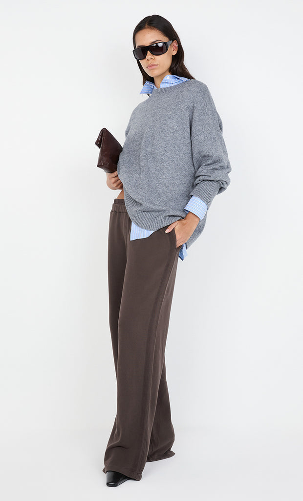 JORJA DOUBLE WAISTBAND PANT - DARK CHOCOLATE