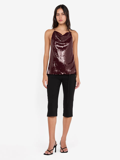 CELESTIA COWL TOP - PLUM