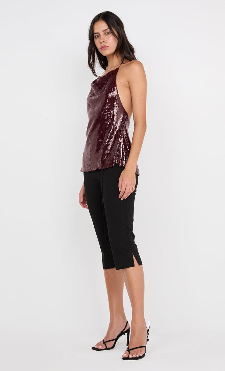 CELESTIA COWL TOP - PLUM