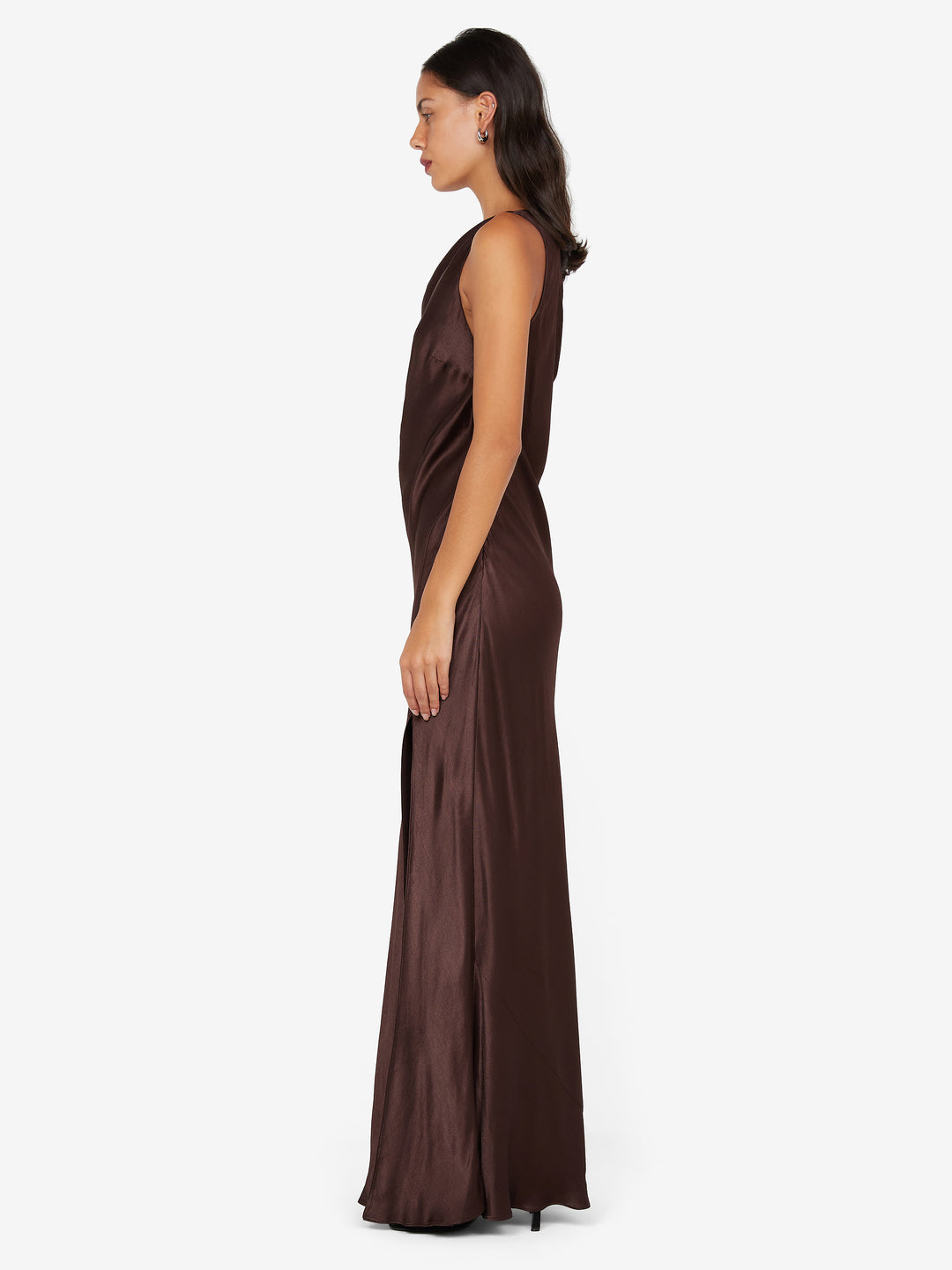 SOL ASYM DRESS - DARK CHOCOLATE