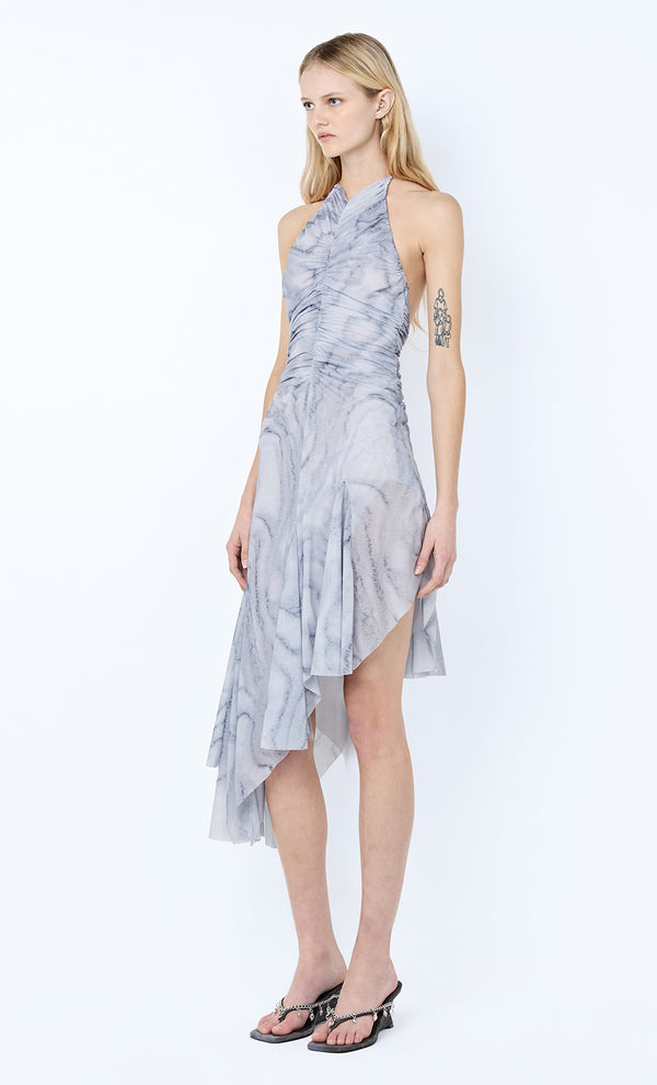 ETIENNE HALTER DRESS - WOODGRAIN
