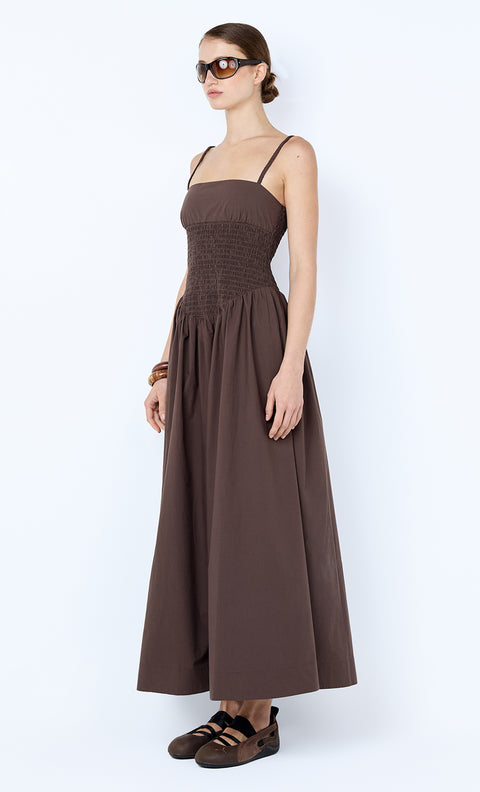 MARCELINE MAXI DRESS - DARK CHOCOLATE