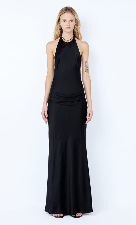 QUENTIN RACER MAXI DRESS - BLACK