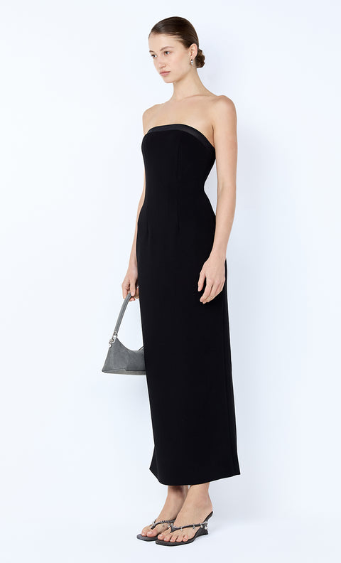 ROMEE STRAPLESS MIDI DRESS - BLACK