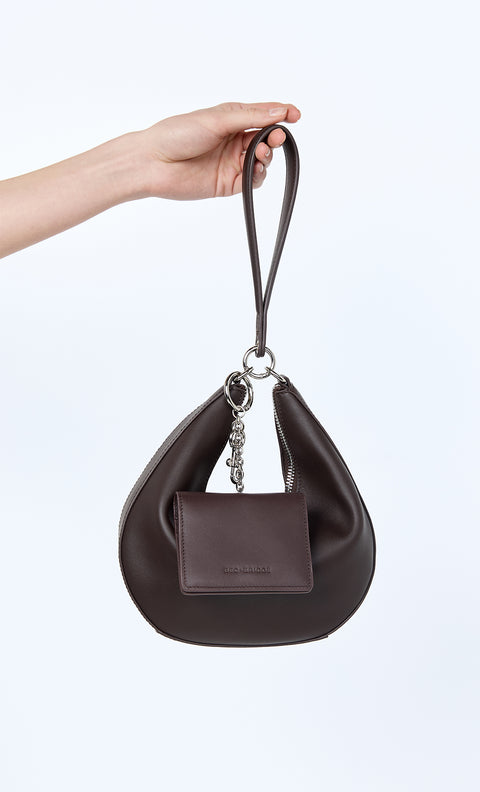 MYRA PETIT SAC BAG - CHOC LEATHER/SILVER