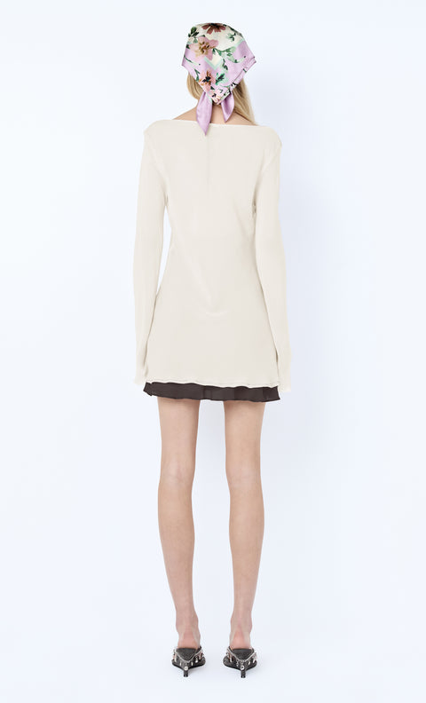 AUGUSTIN LAYERED MINI DRESS - SNOW/DARK CHOC