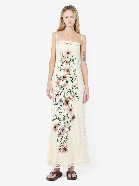 CAMELIA MAXI DRESS - CREAM GARDENIA FLORAL