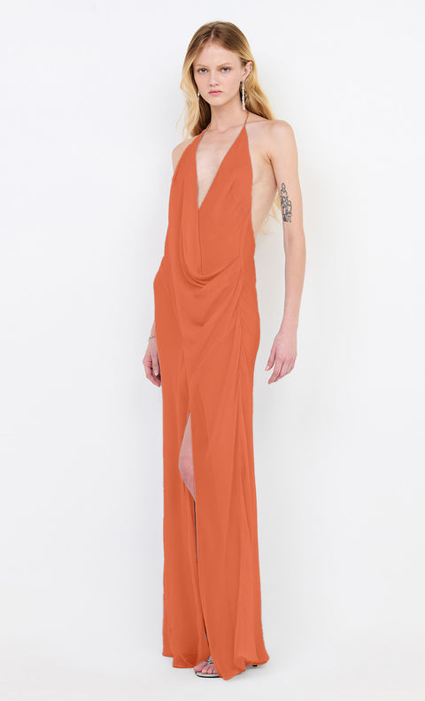 SABRINA DRAPE MAXI DRESS - PERSIMMON