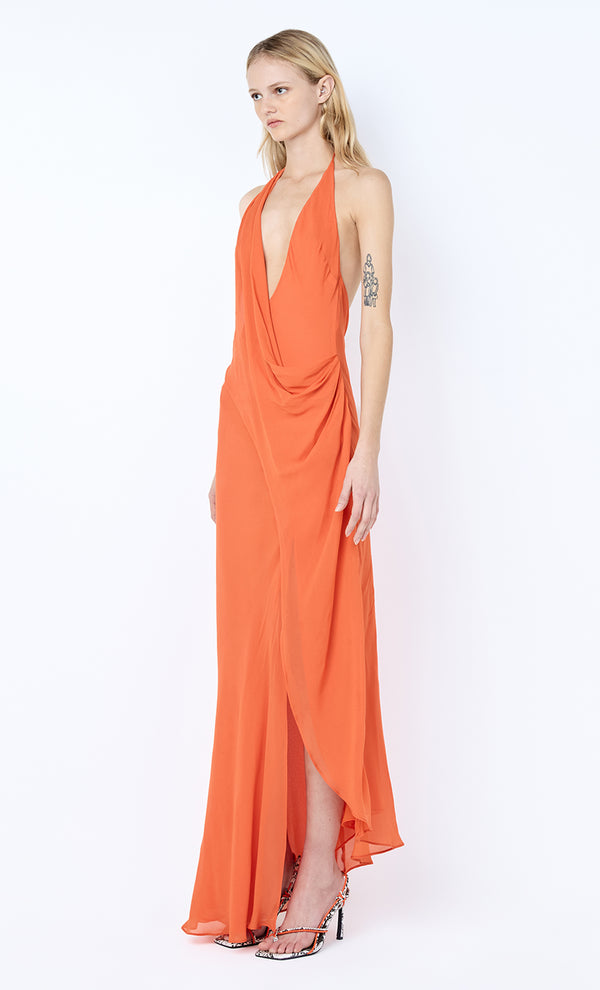 SABRINA DRAPE MAXI DRESS - PERSIMMON