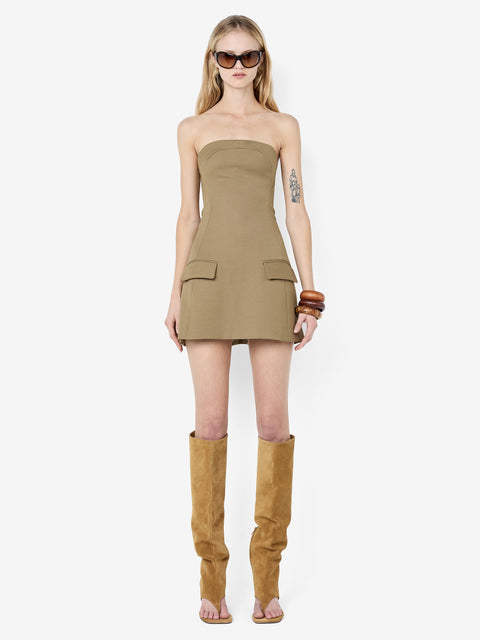 FAYE STRAPLESS MINI DRESS - OLIVE