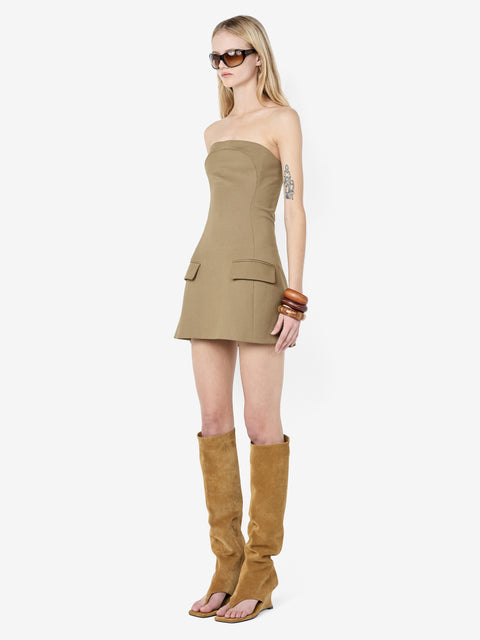 FAYE STRAPLESS MINI DRESS - OLIVE