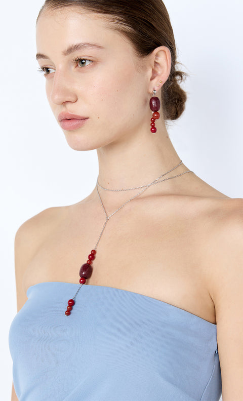INDIRA MULTI STONE NECKLACE - WINDSOR WINE