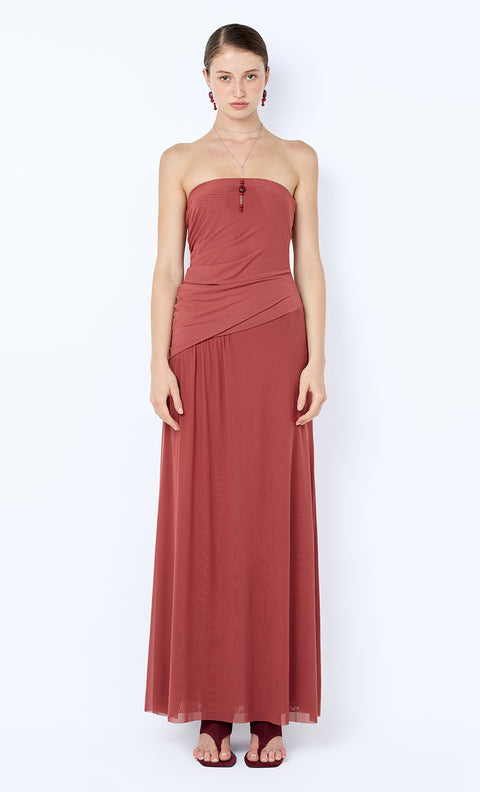 ISIDORE STRAPLESS MAXI DRESS - GARNET