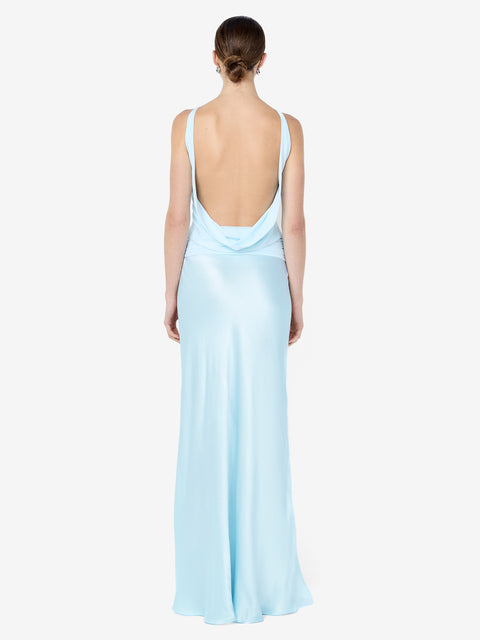 MIRABELLE COWL NECK MAXI DRESS - ARCTIC BLUE