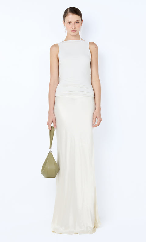 MIRABELLE COWL NECK MAXI DRESS - SNOW