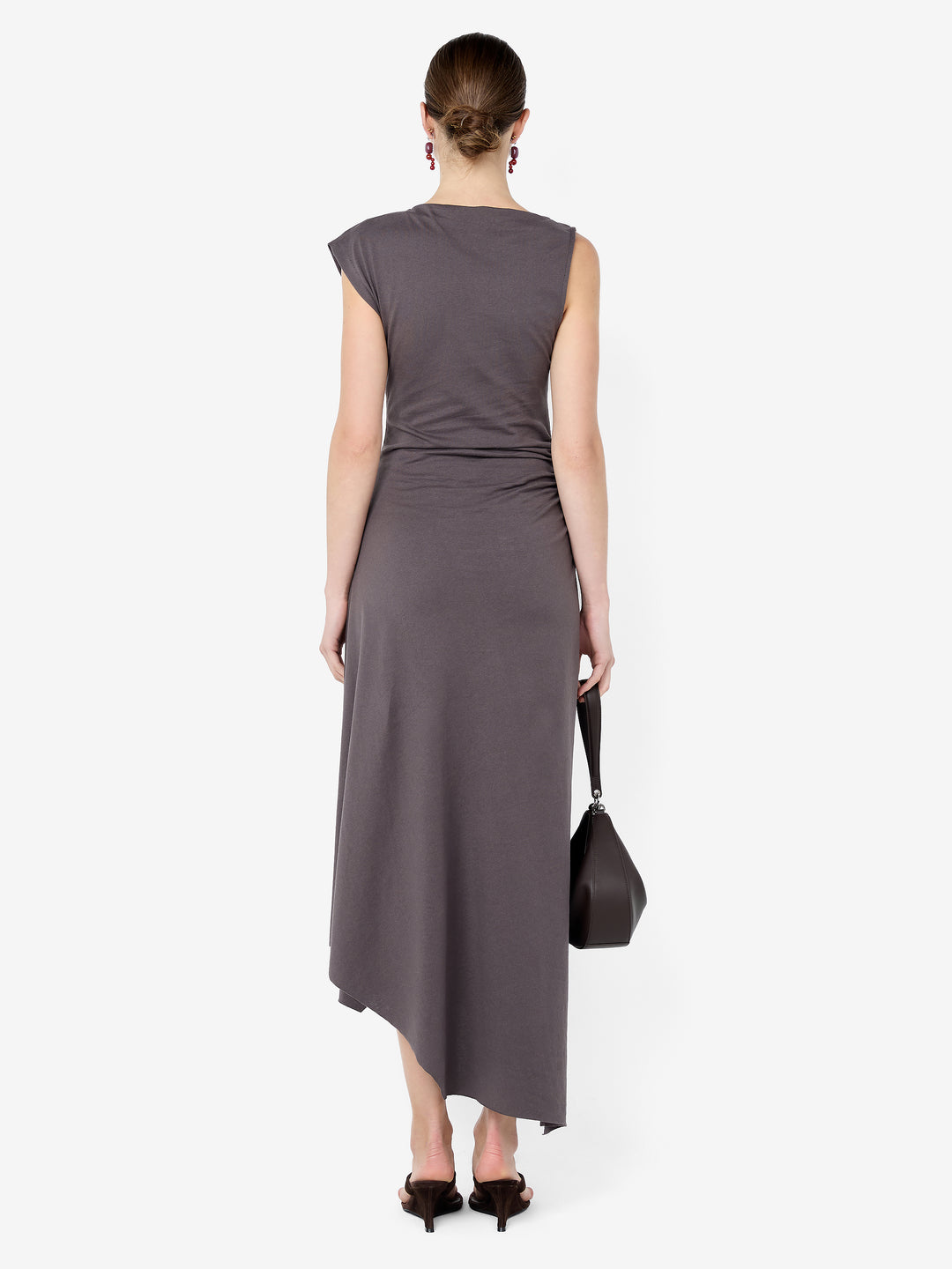 EMA ASYM DRESS - WASHED CHOC