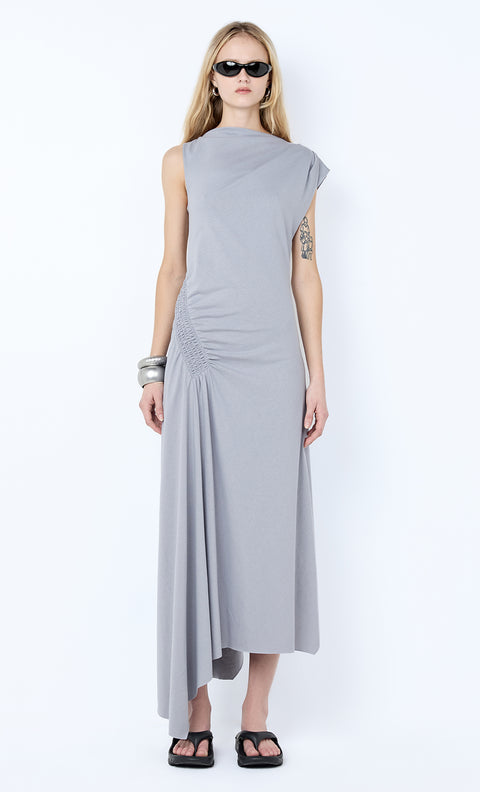 EMA ASYM DRESS - GREY BLUE