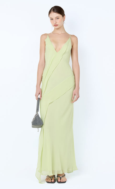 SABRINA ASYM MAXI DRESS - WASABI