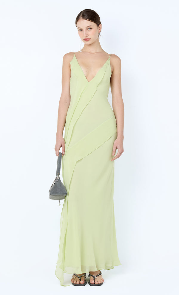 SABRINA ASYM MAXI DRESS - WASABI