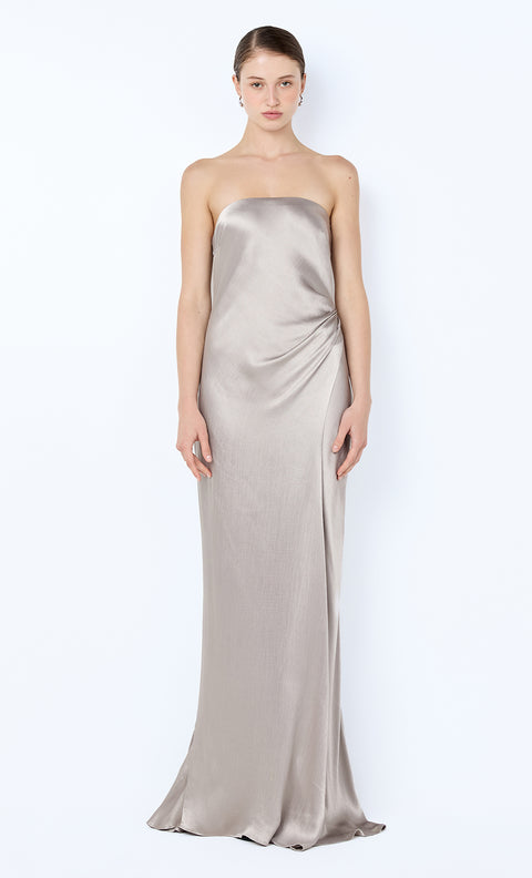 FLORENCE STRAPLESS MAXI DRESS - SILVER