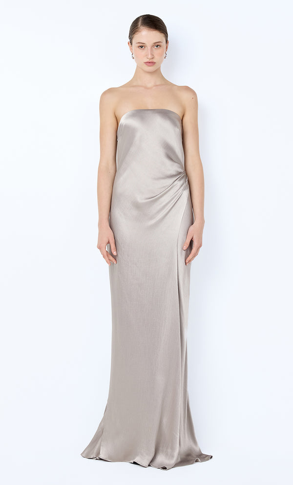 FLORENCE STRAPLESS MAXI DRESS - SILVER