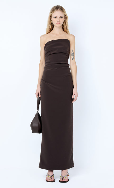 LIOR STRAPLESS DRESS - ESPRESSO