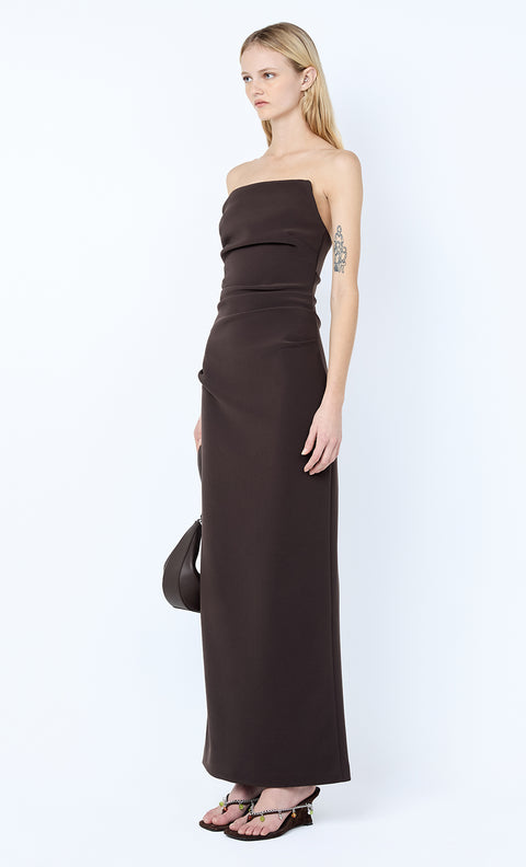 LIOR STRAPLESS DRESS - ESPRESSO