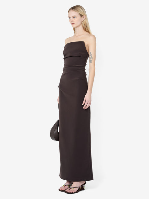 LIOR STRAPLESS DRESS - ESPRESSO